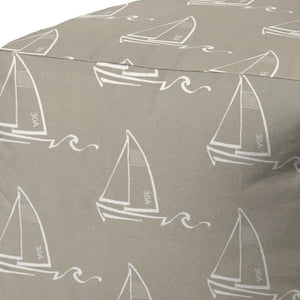 Homeroots 17" Taupe Polyester Cube Indoor Outdoor Pouf Ottoman Taupe  474395