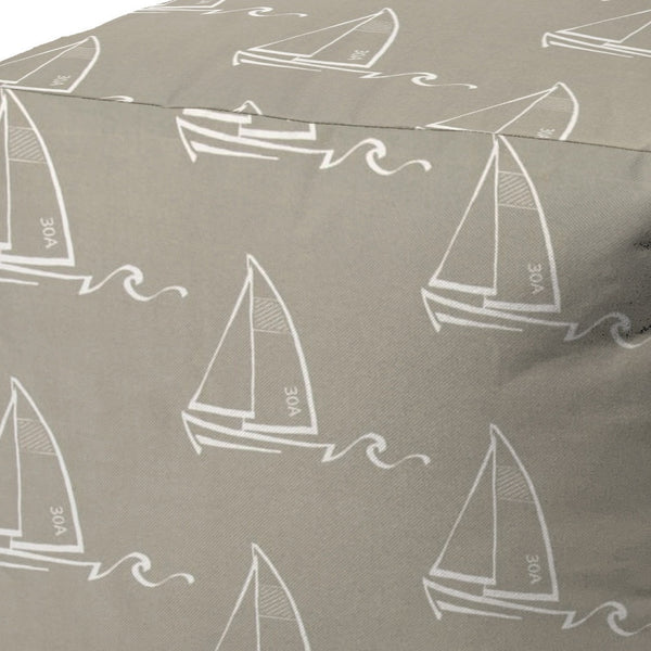 Homeroots 17" Taupe Polyester Cube Indoor Outdoor Pouf Ottoman Taupe  474396