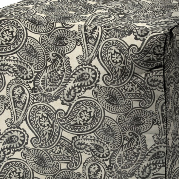 Homeroots 17" Gray Polyester Cube Paisley Indoor Outdoor Pouf Ottoman   474401