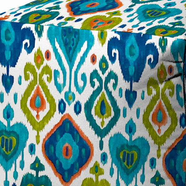 Homeroots 17" Turquoise Polyester Cube Indoor Outdoor Pouf Ottoman   474408