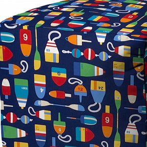 Homeroots 17" Blue Polyester Cube Indoor Outdoor Pouf Ottoman   474409