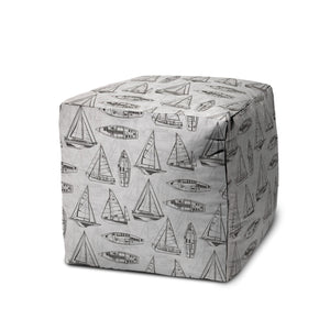 Homeroots 17" Gray Polyester Cube Indoor Outdoor Pouf Ottoman   474414