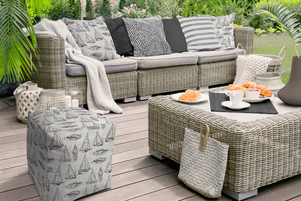 Homeroots 17" Gray Polyester Cube Indoor Outdoor Pouf Ottoman   474414