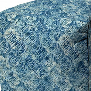 Homeroots 17" Blue Polyester Cube Indoor Outdoor Pouf Ottoman   474415