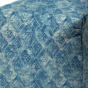 Homeroots 17" Blue Polyester Cube Indoor Outdoor Pouf Ottoman   474416