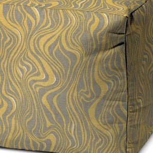 Homeroots 17" Yellow Polyester Cube Abstract Indoor Outdoor Pouf Ottoman Yellow  474417