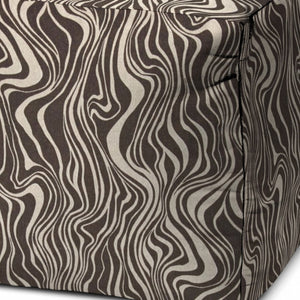 Homeroots 17" Brown Polyester Cube Abstract Indoor Outdoor Pouf Ottoman   474419
