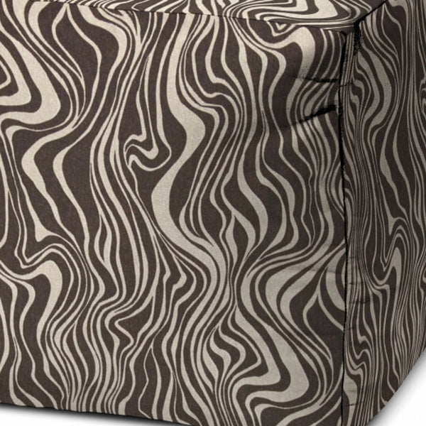 Homeroots 17" Brown Polyester Cube Abstract Indoor Outdoor Pouf Ottoman   474419