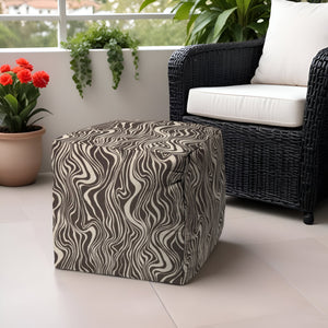 Homeroots 17" Brown Polyester Cube Abstract Indoor Outdoor Pouf Ottoman   474419