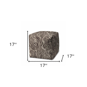 Homeroots 17" Brown Polyester Cube Abstract Indoor Outdoor Pouf Ottoman Brown  474420