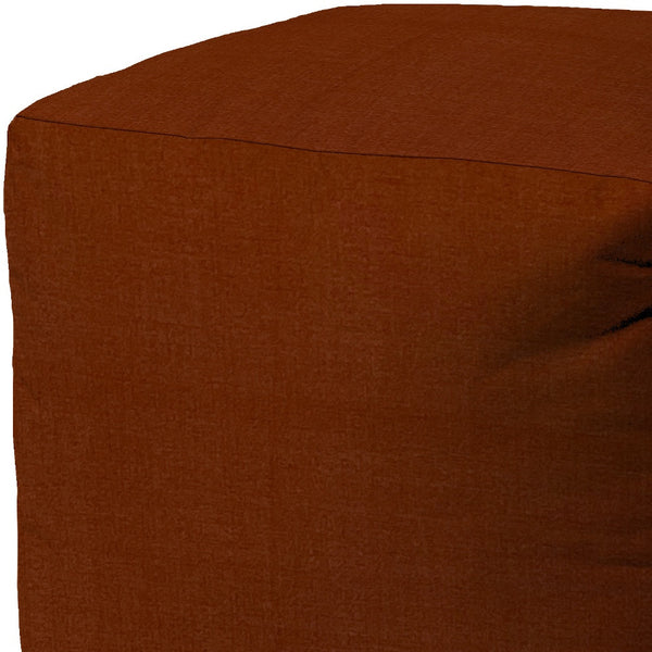 Homeroots 17" Orange Polyester Cube Indoor Outdoor Pouf Ottoman   474423