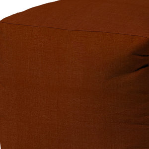 Homeroots 17" Orange Polyester Cube Indoor Outdoor Pouf Ottoman   474424