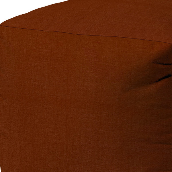 Homeroots 17" Orange Polyester Cube Indoor Outdoor Pouf Ottoman   474424