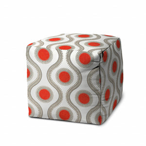 Homeroots 17" Gray Polyester Cube Geometric Indoor Outdoor Pouf Ottoman   474429
