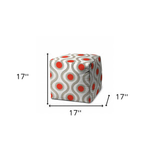 Homeroots 17" Gray Polyester Cube Geometric Indoor Outdoor Pouf Ottoman   474429