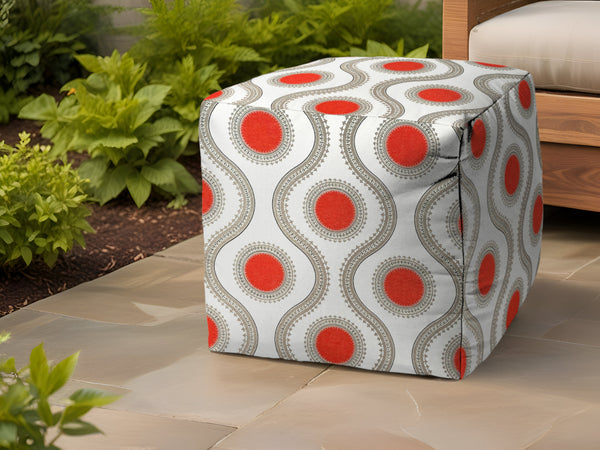 Homeroots 17" Gray Polyester Cube Geometric Indoor Outdoor Pouf Ottoman   474429