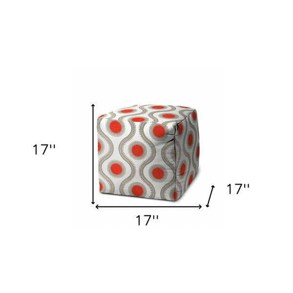 Homeroots 17" Gray Polyester Cube Geometric Indoor Outdoor Pouf Ottoman   474430