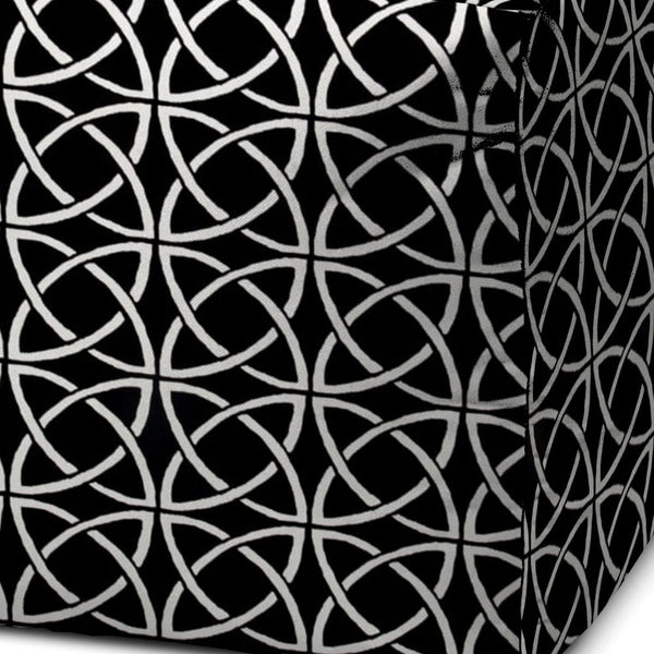Homeroots 17" Black And White Polyester Cube Geometric Indoor Outdoor Pouf Ottoman   474438