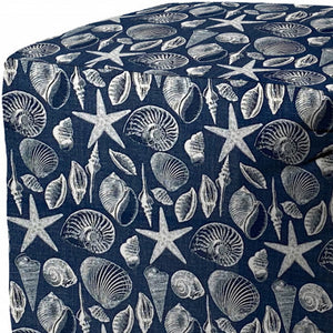 Homeroots 17" Blue Polyester Cube Indoor Outdoor Pouf Ottoman Blue  474439
