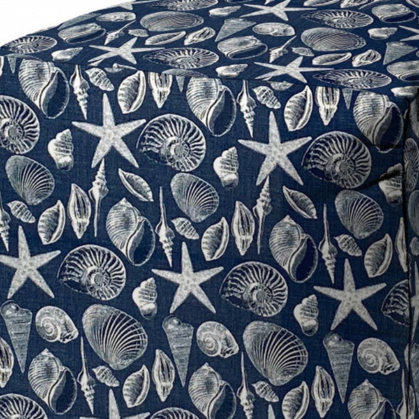 Homeroots 17" Blue Polyester Cube Indoor Outdoor Pouf Ottoman Blue  474440