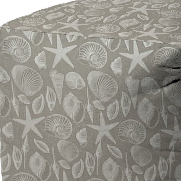 Homeroots 17" Gray Polyester Cube Indoor Outdoor Pouf Ottoman Nickel  474441