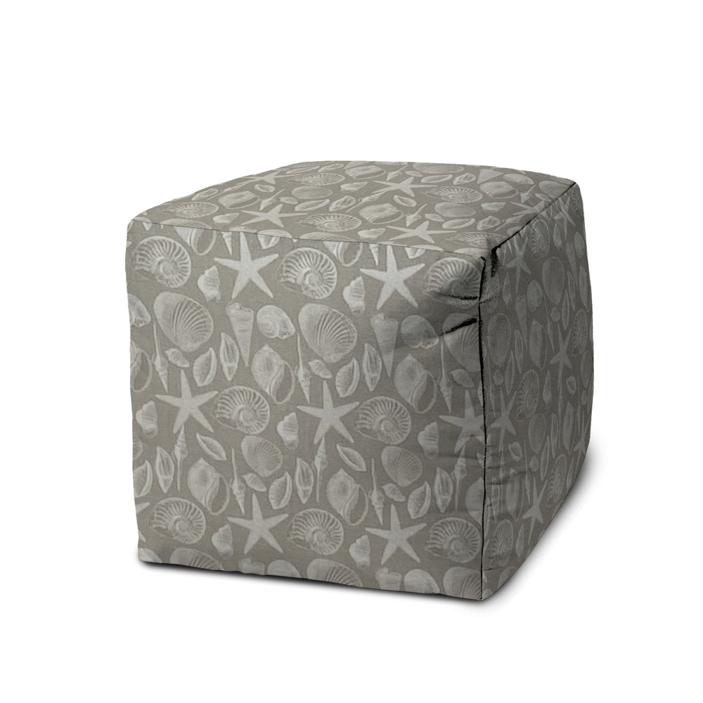 Homeroots 17" Gray Polyester Cube Indoor Outdoor Pouf Ottoman Nickel  474442