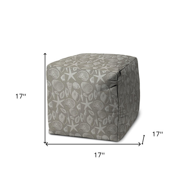 Homeroots 17" Gray Polyester Cube Indoor Outdoor Pouf Ottoman Nickel  474442