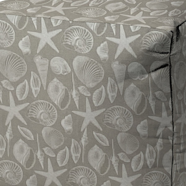 Homeroots 17" Gray Polyester Cube Indoor Outdoor Pouf Ottoman Nickel  474442