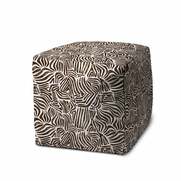 Homeroots 17" Black Polyester Cube Abstract Indoor Outdoor Pouf Ottoman   474445
