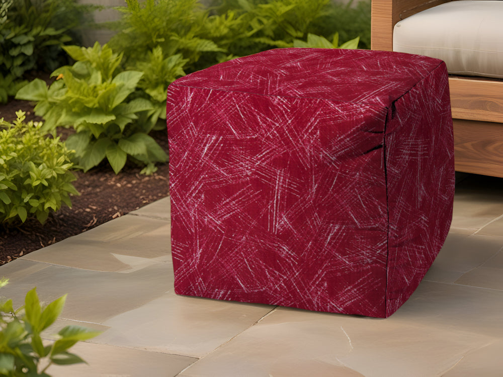 Homeroots 17" Pink Polyester Cube Striped Indoor Outdoor Pouf Ottoman Pink  474450