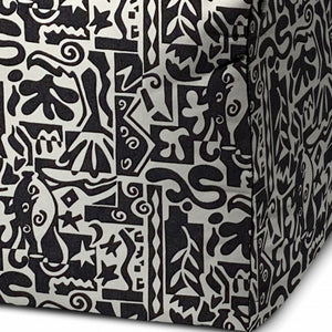Homeroots 17" Black And White Polyester Cube Geometric Indoor Outdoor Pouf Ottoman   474453