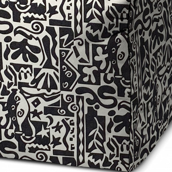 Homeroots 17" Black And White Polyester Cube Geometric Indoor Outdoor Pouf Ottoman   474453