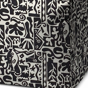 Homeroots 17" Black Polyester Cube Geometric Indoor Outdoor Pouf Ottoman   474454