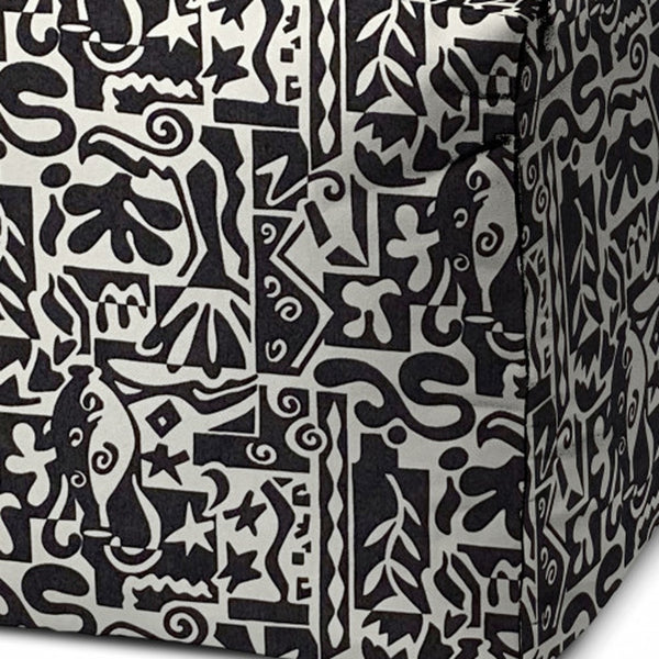 Homeroots 17" Black Polyester Cube Geometric Indoor Outdoor Pouf Ottoman   474454