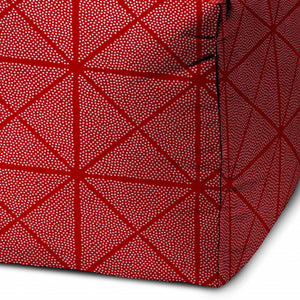 Homeroots 17" Red Polyester Cube Geometric Indoor Outdoor Pouf Ottoman   474455