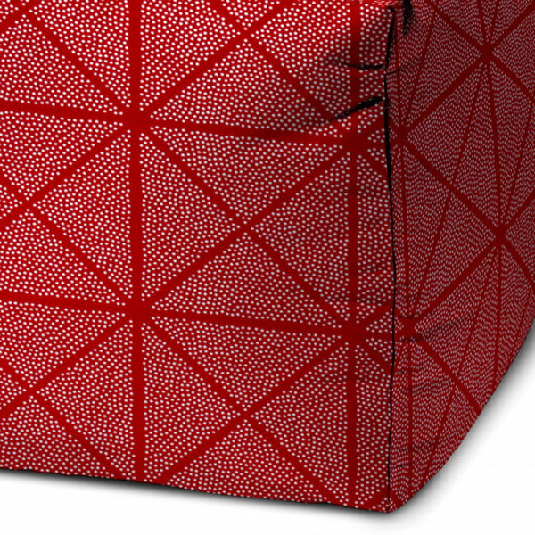 Homeroots 17" Red Polyester Cube Geometric Indoor Outdoor Pouf Ottoman   474455