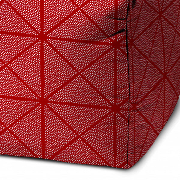 Homeroots 17" Red Polyester Cube Geometric Indoor Outdoor Pouf Ottoman   474456