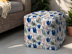 Homeroots 17" Pink Polyester Cube Geometric Indoor Outdoor Pouf Ottoman   474457