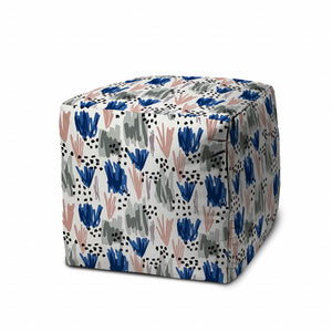 Homeroots 17" Pink Polyester Cube Geometric Indoor Outdoor Pouf Ottoman   474458