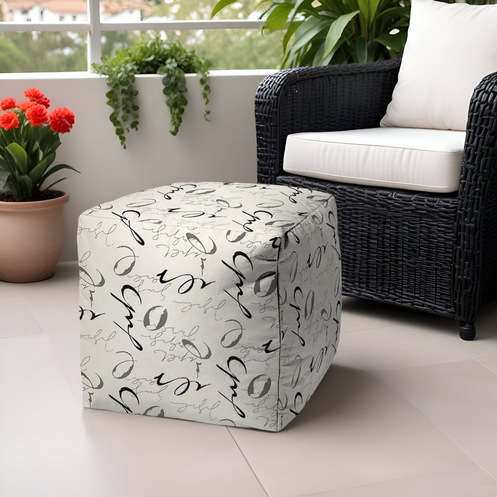 Homeroots 17" Gray Polyester Cube Indoor Outdoor Pouf Ottoman   474459