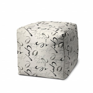Homeroots 17" Gray Polyester Cube Indoor Outdoor Pouf Ottoman   474460