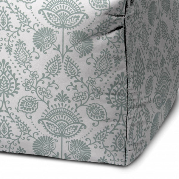 Homeroots 17" Blue Polyester Cube Indoor Outdoor Pouf Ottoman Spa Blue  474465