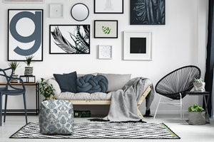 Homeroots 17" Blue Polyester Cube Indoor Outdoor Pouf Ottoman Slate Blue  474469