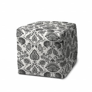 Homeroots 17" Gray Polyester Cube Indoor Outdoor Pouf Ottoman   474477