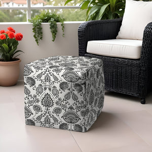 Homeroots 17" Gray Polyester Cube Indoor Outdoor Pouf Ottoman Charcoal  474478