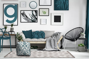 Homeroots 17" Turquoise Polyester Cube Indoor Outdoor Pouf Ottoman Aqua,Turquoise  474479