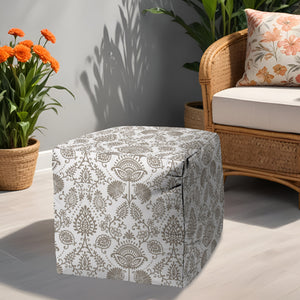 Homeroots 17" Taupe Polyester Cube Indoor Outdoor Pouf Ottoman Taupe,Beige  474483