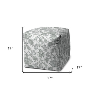Homeroots 17" Gray Polyester Cube Indoor Outdoor Pouf Ottoman Grey  474487