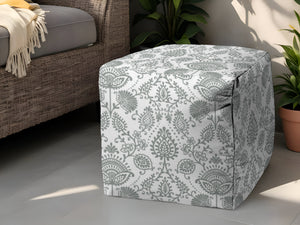 Homeroots 17" Gray Polyester Cube Indoor Outdoor Pouf Ottoman Grey  474487