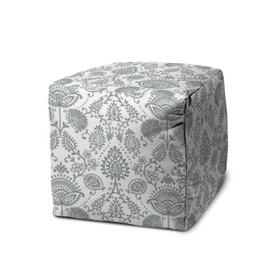 Homeroots 17" Gray Polyester Cube Indoor Outdoor Pouf Ottoman Grey  474488